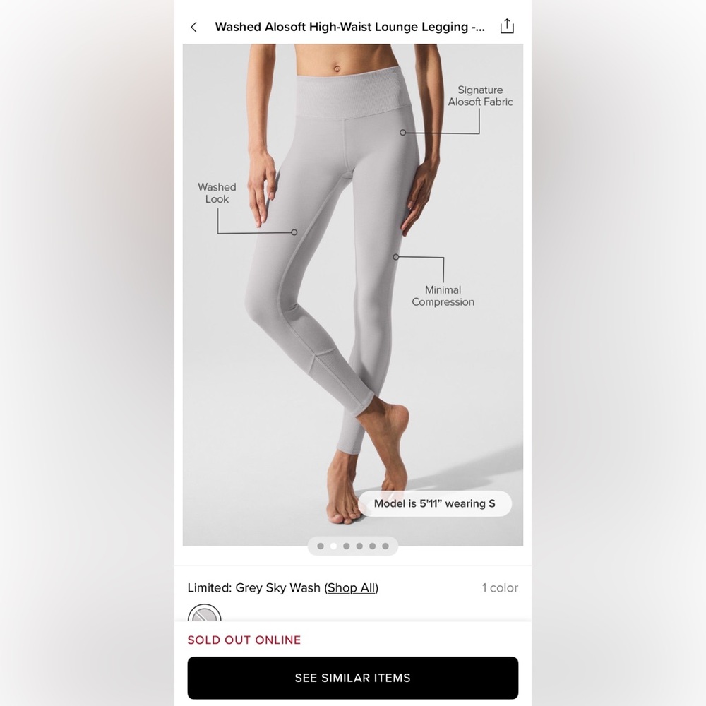 Alo High-Waisted AloSoft Leggings - Grey Sky Wash